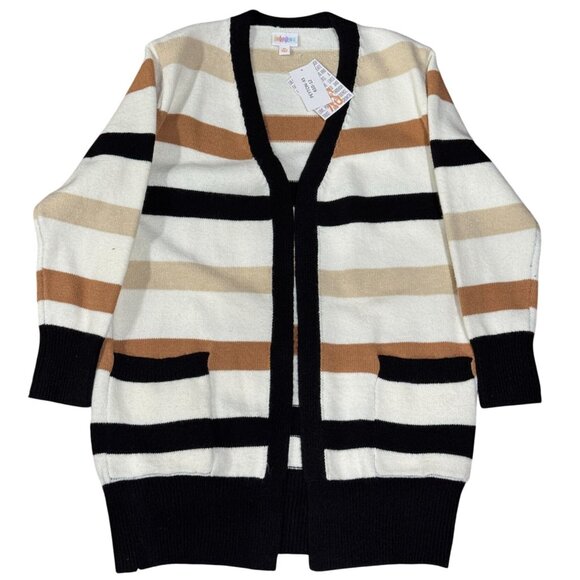 NEW LuLaRoe Womens XS Longline Open Front Cardigan Sweater Striped Knit Pockets - Picture 2 of 9